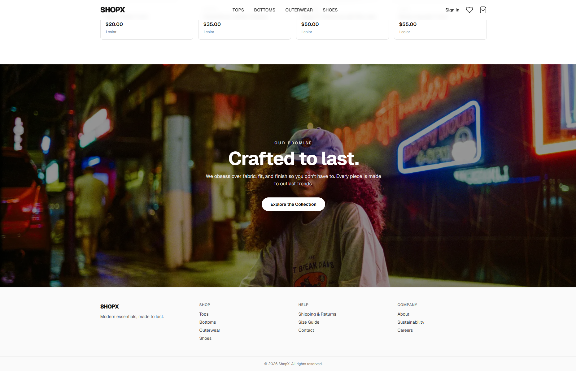 ShopX Storefront Homepage (Final Layout)