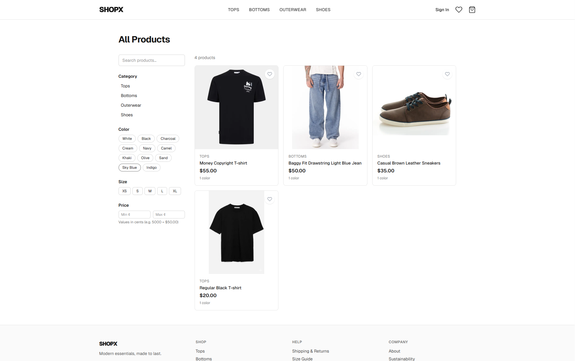 Product Catalog & Filters