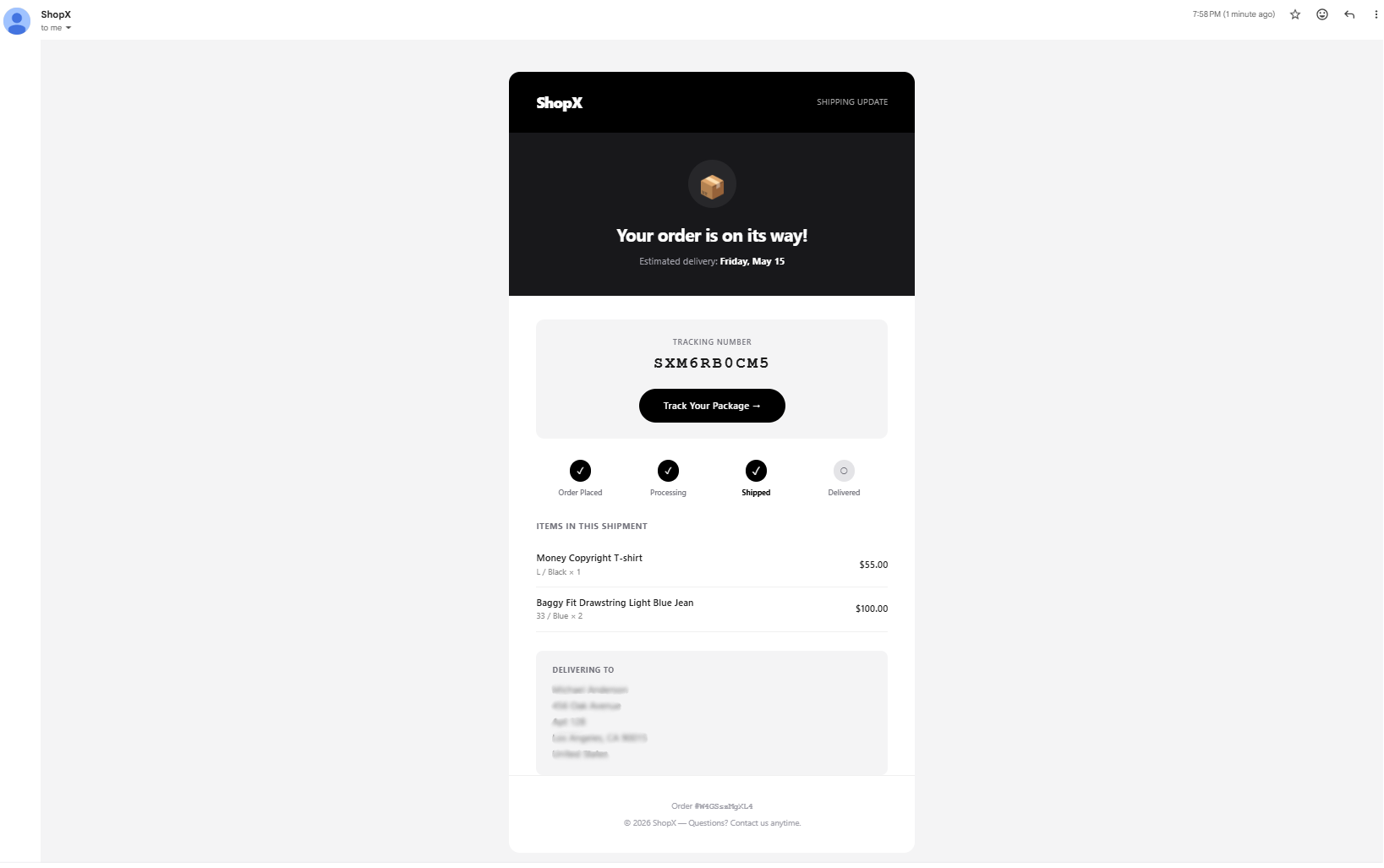Courier Shipping Notification Mail