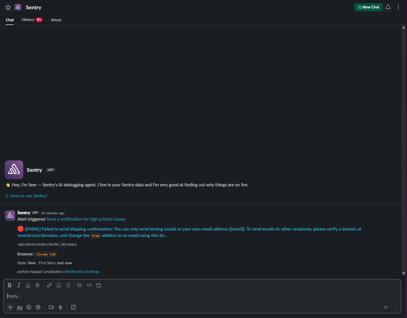 Slack Server Webhook Notification Log